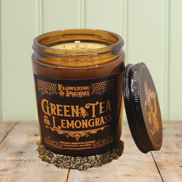 Green Tea & Lemongrass Candle - Amber Jar