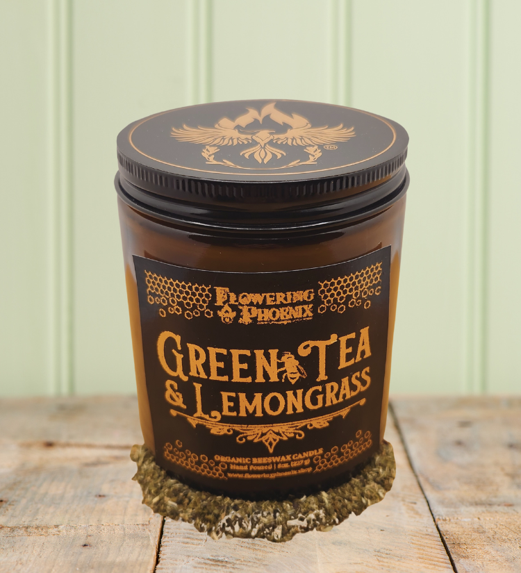 Green Tea & Lemongrass Candle - Amber Jar