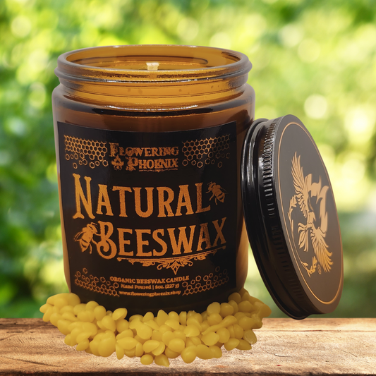 Natural Beeswax Candle (Unscented) - Amber Jar