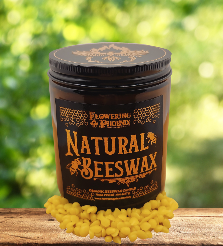 Natural Beeswax Candle (Unscented) - Amber Jar