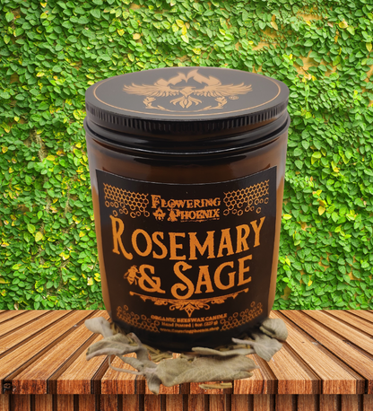 Rosemary & Sage Candle - Amber Jar